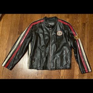 Wilson Real Leather Black Moto Coat Jacket